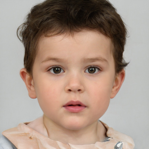 Neutral white child male with short  brown hair and brown eyes