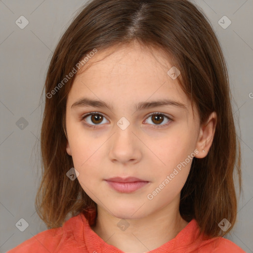 Neutral white child female with medium  brown hair and brown eyes