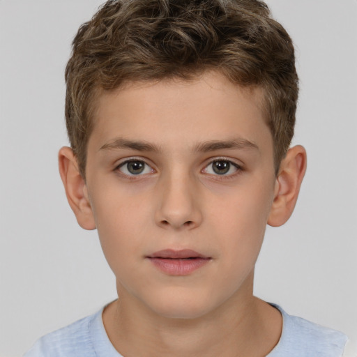 Neutral white child male with short  brown hair and brown eyes