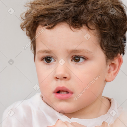 Neutral white child male with short  brown hair and brown eyes