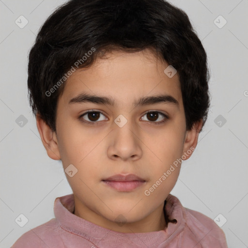 Neutral white child male with short  brown hair and brown eyes