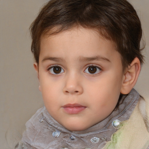 Neutral white child female with short  brown hair and brown eyes