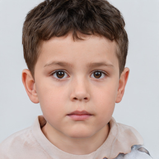 Neutral white child male with short  brown hair and brown eyes