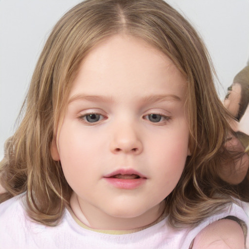 Neutral white child female with medium  brown hair and brown eyes