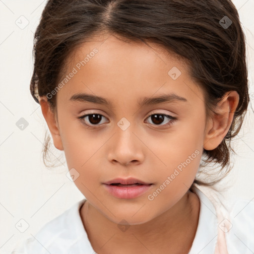 Neutral white child female with medium  brown hair and brown eyes