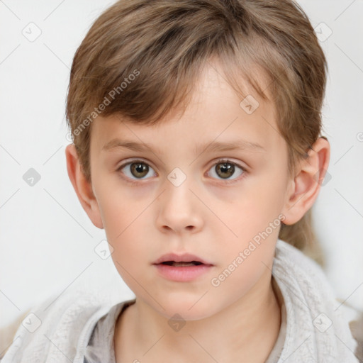 Neutral white child male with short  brown hair and brown eyes