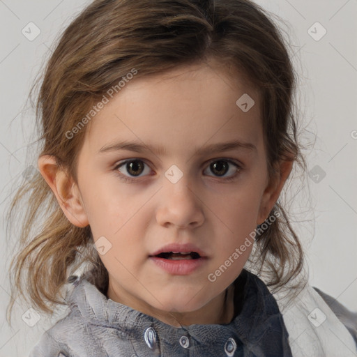 Neutral white child female with medium  brown hair and brown eyes