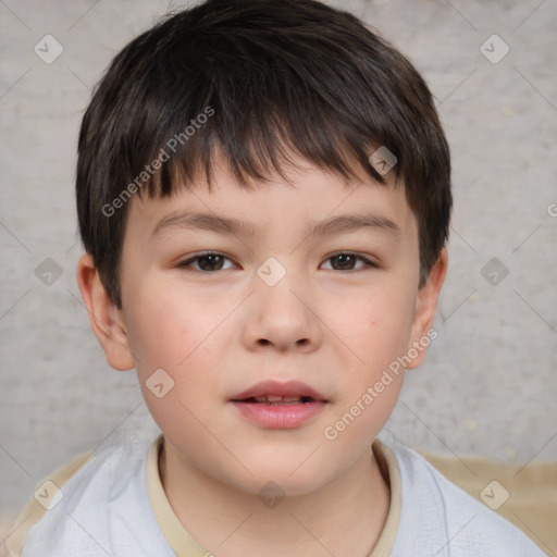 Neutral white child male with short  brown hair and brown eyes