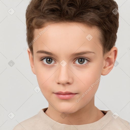 Neutral white child male with short  brown hair and brown eyes