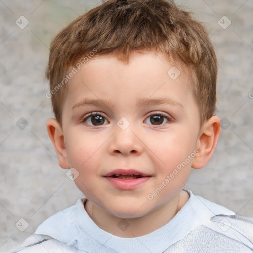 Neutral white child male with short  brown hair and brown eyes