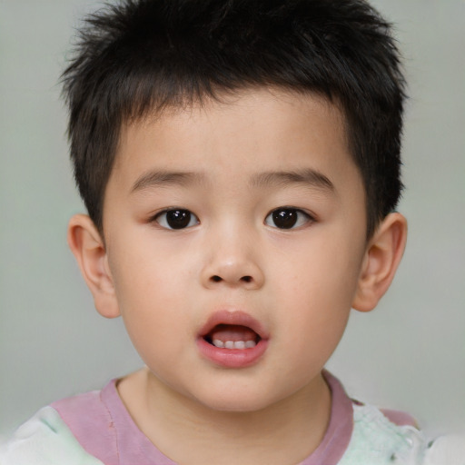 Neutral white child male with short  brown hair and brown eyes