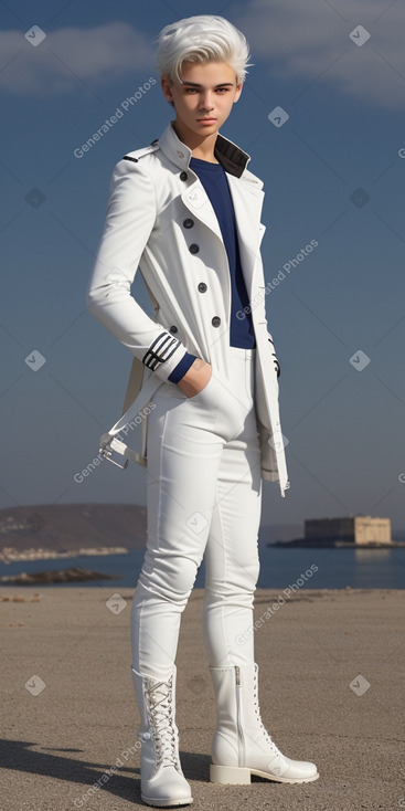 Greek teenager boy with  white hair