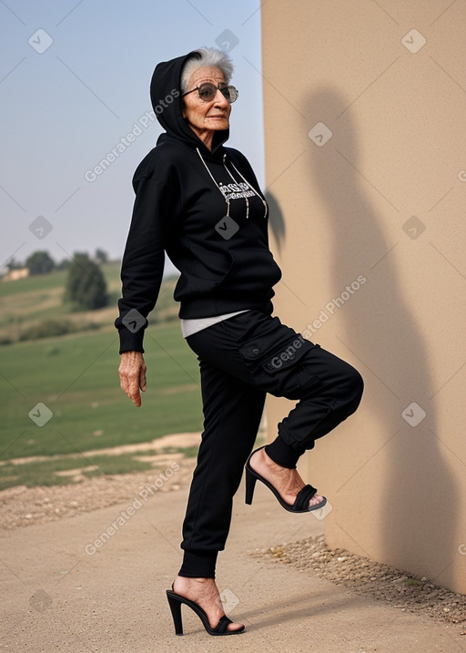 Jordanian elderly female with  black hair