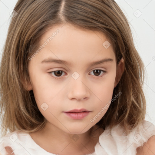 Neutral white child female with medium  brown hair and brown eyes