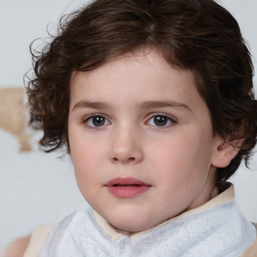 Neutral white child female with medium  brown hair and brown eyes