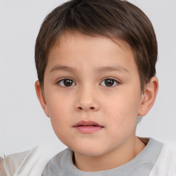 Neutral white child male with short  brown hair and brown eyes