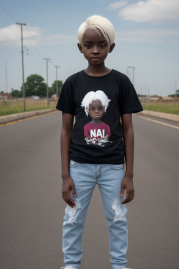 Ugandan child non-binary with  white hair