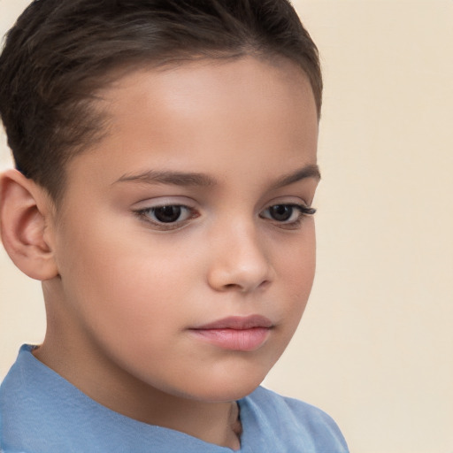 Neutral white child female with short  brown hair and brown eyes