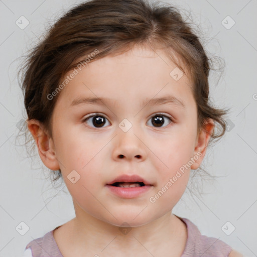 Neutral white child female with medium  brown hair and brown eyes