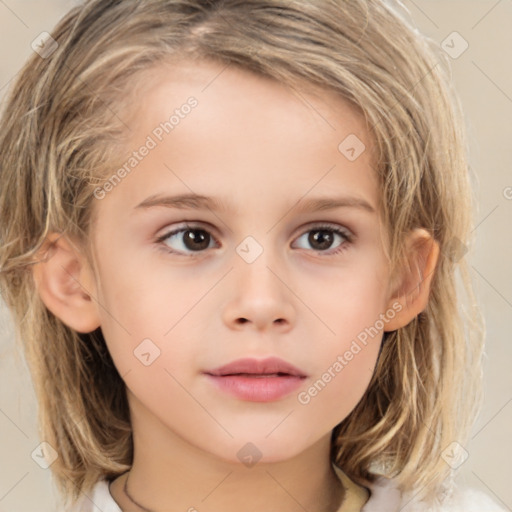 Neutral white child female with medium  brown hair and brown eyes