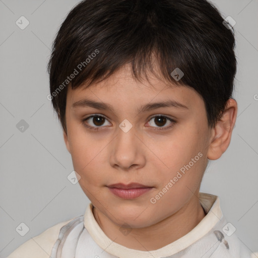 Neutral white young-adult female with short  brown hair and brown eyes