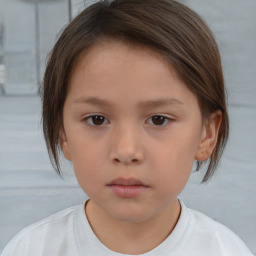 Neutral white child female with medium  brown hair and brown eyes