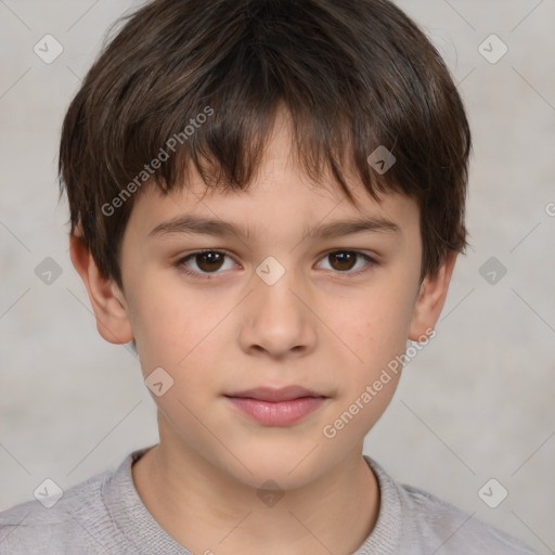 Neutral white child male with short  brown hair and brown eyes