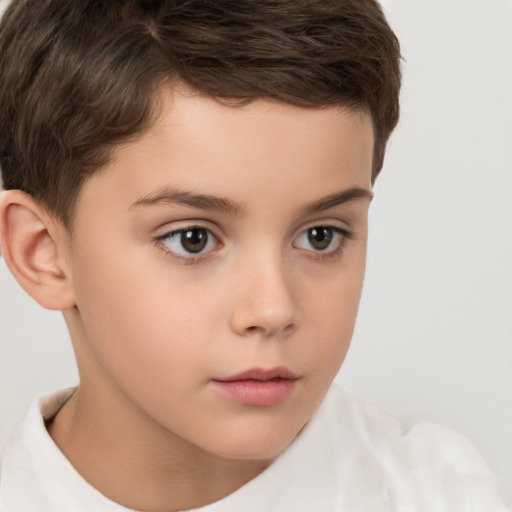 Neutral white child male with short  brown hair and brown eyes