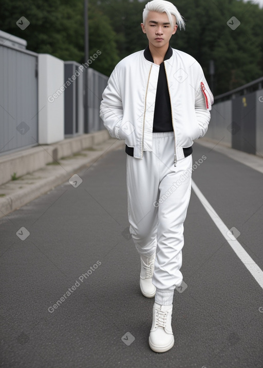 Mongolian teenager male with  white hair