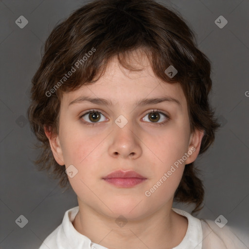 Neutral white child female with medium  brown hair and brown eyes