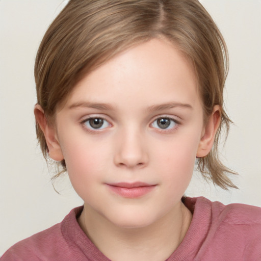 Neutral white child female with medium  brown hair and brown eyes