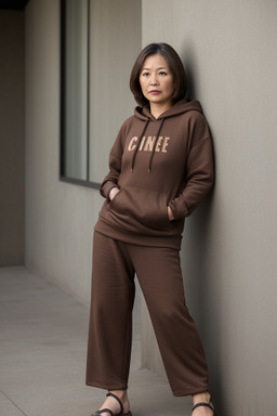 Chinese middle-aged female with  brown hair