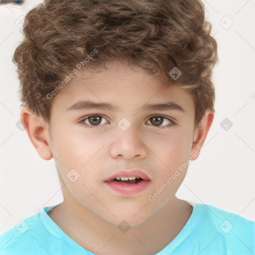 Neutral white child male with short  brown hair and brown eyes