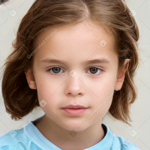 Neutral white child female with medium  brown hair and brown eyes