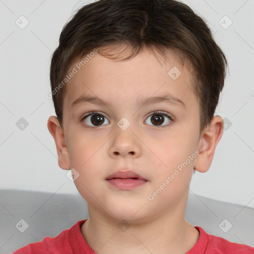 Neutral white child male with short  brown hair and brown eyes