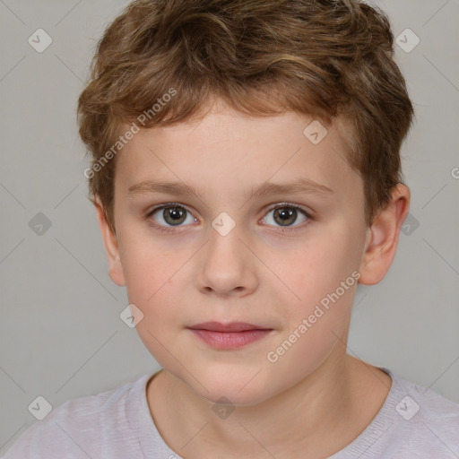 Neutral white child male with short  brown hair and brown eyes