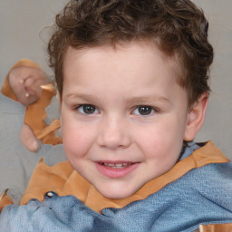 Joyful white child male with short  brown hair and brown eyes