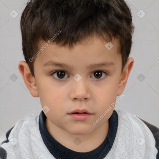 Neutral white child male with short  brown hair and brown eyes