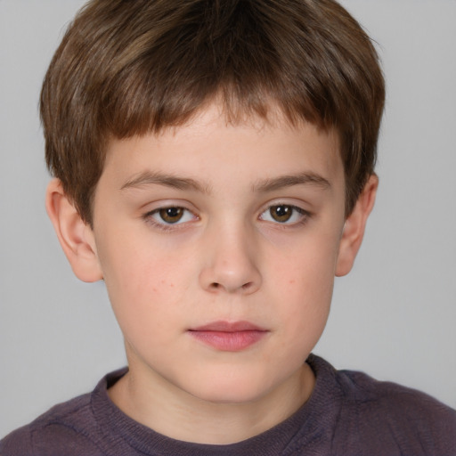 Neutral white child male with short  brown hair and brown eyes