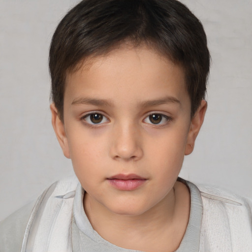 Neutral white child female with short  brown hair and brown eyes