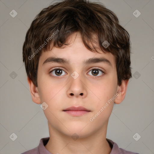 Neutral white child male with short  brown hair and brown eyes