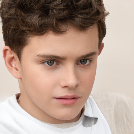 Neutral white child male with short  brown hair and brown eyes