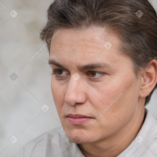 Neutral white adult male with short  brown hair and brown eyes