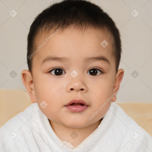 Neutral white child male with short  brown hair and brown eyes