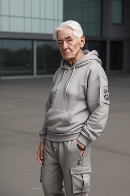 Elderly non-binary with  gray hair