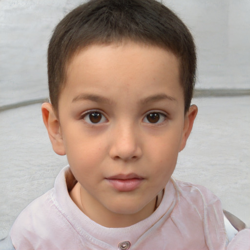 Neutral white child female with short  brown hair and brown eyes