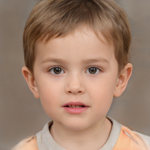 Neutral white child male with short  brown hair and brown eyes