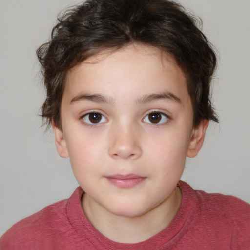 Neutral white child female with short  brown hair and brown eyes