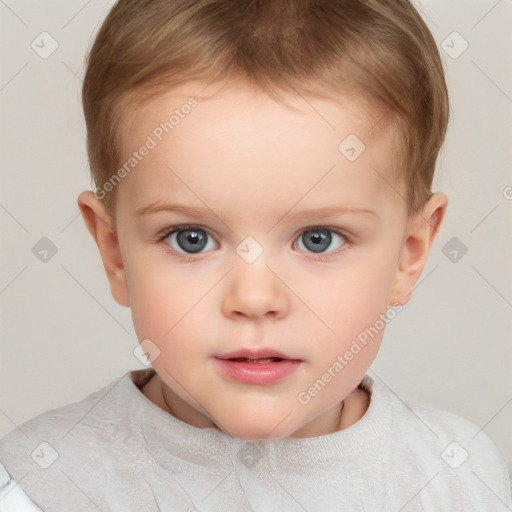 Neutral white child female with short  brown hair and brown eyes