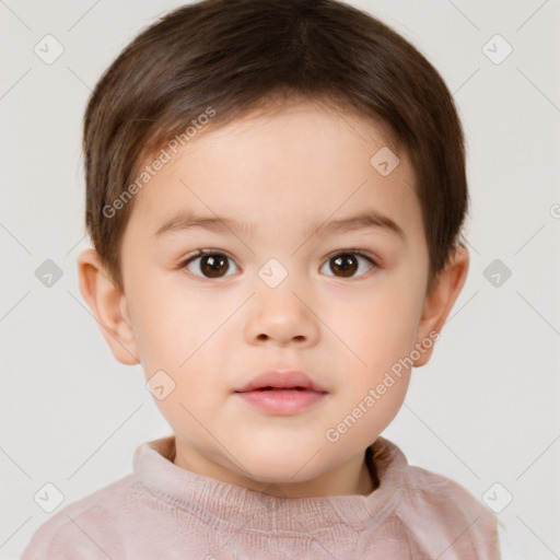 Neutral white child male with short  brown hair and brown eyes